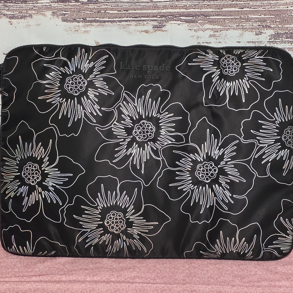 Kate Spade Black and White Floral Laptop Sleeve